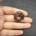 Natural red and black spotted stone 25mm Ping'an buckle pendant for DIY jewelry making - Mahogany Obsidian