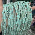 Perles rectangulaires en pierre naturelle à double trou de 3x5mm couleur turquoise - 3x5mm (Environ 130 Pièces/Paquet) / Pierre de Shoushan Synthétique