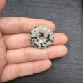 Natural dalmatian jasper stone donut pendant 25mm Ping An Kou for jewelry DIY crafts - Spotted Stone