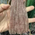 Natural 3x6mm pink strawberry quartz stone tube beads for DIY bracelet and necklace jewelry making - 3*6mm (Approx. 60 Beads Per Strand) / Strawberry Quartz