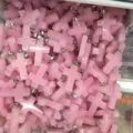 Bulk pink rose quartz cross pendants with silver bails for DIY jewelry necklace making. - Optimized Pink Jade