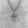 Natural stone crystal cross pendant necklace with black cord for men and women - Labradorite