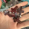 Handcrafted natural red jasper stone cross pendants for unique DIY jewelry and necklaces - Rainbow Stone