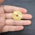 Handmade 25mm natural yellow agate stone Ping An Kou buckle pendant for DIY jewelry making - Beige Jade