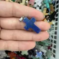Handmade natural blue Lapis Lazuli stone cross pendant necklace for DIY jewelry craft projects - Lapis Lazuli
