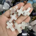 Handcrafted white natural stone crystal cross pendant for DIY jewelry necklace making - Natural White Crystal