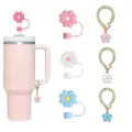 Cute daisy flower straw cover and chain charm set for 10mm tumblers, decorative accessories. - Combination D
