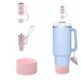 Kit d'accessoires pour gourde Stanley avec paille marguerite, mini pendentif et housse. - Rose