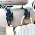 Cute black cat car seat back hook, universal vehicle headrest organizer, convenient storage bag hanger. - Style 1 / 1 Piece/Pack