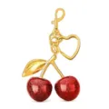 Gold cherry keychain with red glitter cherries, heart ring and bag charm ornament. - Style 2 / Single Piece