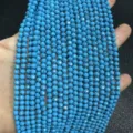 Faceted turquoise blue natural stone beads for professional DIY jewelry making projects - Synthetic Blue Line Turquoise Faceted Round Beads / 2mm Faceted (Approx. 170 Beads/Strand)