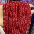 Vibrant red faceted natural stone beads for DIY jewelry making accessories - Optimized Red Jade Round Beads / 2mm Faceted (Approx. 170 Beads/Strand)