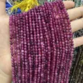 Faceted magenta natural stone beads strand for DIY necklace and bracelet crafting - Faceted Round Bead Style (608) / 2mm (Approx. 170 Pcs/Strand) / Fuschia