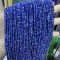 Small blue faceted natural stone beads for handmade DIY jewelry necklace and bracelet making - 2mm Faceted Round Beads (Approx. 170 Pieces Per Strand) / Dark Blue