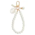 Elegant white pearl keychain and bag charm featuring a shell pendant and secure metal clasp. - Style 1 / White
