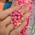 Pink shell powder resin rose beads for DIY crafts jewelry making - Approx 6mm / Gradient Pink (20)