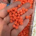 Orange shell powder 3D rose flower beads with horizontal holes for DIY jewelry making - Approx 6mm / Bright Orange-Red (29)