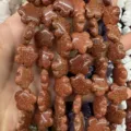 Gold sandstone flower shaped plum blossom loose beads for DIY jewelry making kits - 25 Pieces (16*16*6mm) / Gold Sandstone