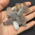 Natural agate and quartz trapezoid stone pendants with metal clasps for DIY jewelry making - Grey Agate / 15*20mm (Single)