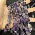 Macro detail of natural purple amethyst faceted rectangular octagon loose beads for DIY jewelry - Purple Crystal