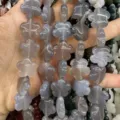 Handheld natural grey banded agate plum blossom flower loose beads for DIY jewelry making - 25 Pieces (16x16x6mm) / Grey Agate