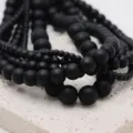 Matte black agate round natural stone beads for DIY jewelry making and handicraft material - 3mm (Approx. 120 Pieces) / Matte Black