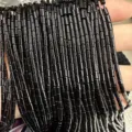 Polished black natural stone cylinder tube beads 2x4mm for DIY necklace bracelet jewelry - 黑玛瑙(圆管) / 2*4mm (Approx. 38cm Strand)