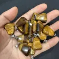 Polished natural trapezoid tiger eye stone pendant with silver bail for necklace making - Tiger Eye / 15*20mm (Single)