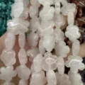 Natural translucent pink stone flower beads for DIY jewelry making accessories and crafts - 25 Pieces/Strand (15x15x5mm) / Rose Quartz