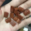 Cabochons rectangulaires en pierre de soleil brune étincelante pour création de bijoux DIY. - 10*14mm / Grès Doré