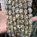Natural Dalmatian jasper faceted octagonal loose beads for DIY necklace and jewelry making - Approx 8x12mm (28 Pieces/Pack) / Spotted Stone