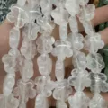 Translucent natural white crystal plum blossom flower beads for DIY jewelry making - 25 Pieces/Strand (15x15x5mm) / White Crystal