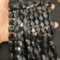 Faceted octagonal black natural stone loose beads for DIY necklace and jewelry making - Black Agate