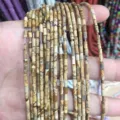 2*4mm natural landscape stone tube beads for DIY handmade jewelry making and crafts - 图画(圆管) / 2*4mm (Approx. 38cm Strand)