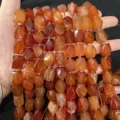 Natural orange carnelian agate faceted rectangular octagon beads for DIY jewelry crafting - Red Agate