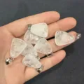 Semi-transparent natural clear quartz trapezoid crystal pendant with metal bail - White Crystal / 15*20mm (Single)