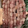 Faceted rectangular octagonal natural strawberry quartz beads for DIY jewelry crafts - Strawberry Quartz