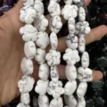 White turquoise flower-shaped loose beads for DIY necklace and bracelet jewelry making - 25 Pieces/Strand (15x15x5mm) / Natural White Turquoise