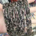 Handcrafted 2x4mm natural Rhodonite stone cylinder loose beads for DIY jewelry making accessories - 黑线红纹(圆管) / 2*4mm (Approx. 38cm Strand)