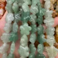 Natural green stone five-petal plum blossom flower beads for DIY jewelry making crafts - 25 Pieces/Strand (15x15x5mm) / Green Aventurine