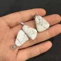Natural howlite stone trapezoid pendants shown in hand for scale and detail - Natural White Turquoise / 15*20mm (Single)