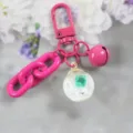 Llavero de metal rosa con colgante de bola de cristal de flor seca lindo adorno de bolso - Estilo 2 (Rosa) / Rosa