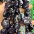 Sparkling blue sandstone beads in plum blossom flower shape for jewelry making. - 25 Pieces (16x16x6mm) / Blue Goldstone