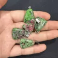 Natural green ruby in zoisite stone trapezoidal pendant necklace with metal bail - Ruby Zoisite / 15*20mm (Single)