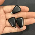 Polished black natural stone trapezoid pendant with silver-tone metal bail clasp for jewelry - Black Agate / 15*20mm (Single)