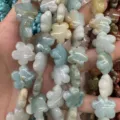 Natural stone flower-shaped loose beads for DIY jewelry making and handicraft supplies - 25 Pieces (16x16x6mm) / Amazonite