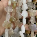 Translucent white and grey natural agate stone plum blossom flower loose beads for DIY - Plum Shape / 25 Pieces (16x16x6mm) / Agate