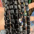 Stränge aus glänzenden natürlichen schwarzen Achat-Rechteckperlen für DIY-Schmuck - 10*14mm*5mm (Ca. 28 Stück/Strang) / Schwarzer Achat