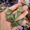 Natural unakite stone trapezoid pendant with silver bail for necklace jewelry making - Unakite / 15*20mm (Single)