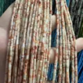 2x4mm red and white marbled natural stone tube beads for DIY bracelet jewelry making - 2*4mm (Approx. 38cm Strand) / Pink Zebra Jasper